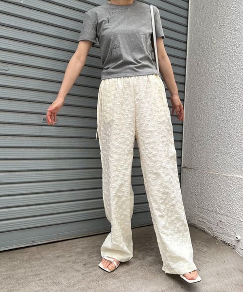 mebole(メボレ)の「ウエストリボンフラワーワイドパンツ(その他パンツ・レディース・クリーム/ブラック/ホワイト・FREE)」の7枚目の写真