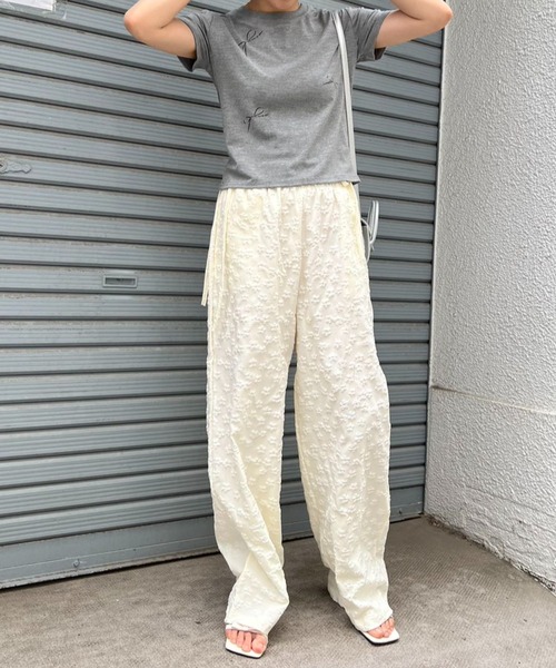 mebole(メボレ)の「ウエストリボンフラワーワイドパンツ(その他パンツ・レディース・クリーム/ブラック/ホワイト・FREE)」の9枚目の写真