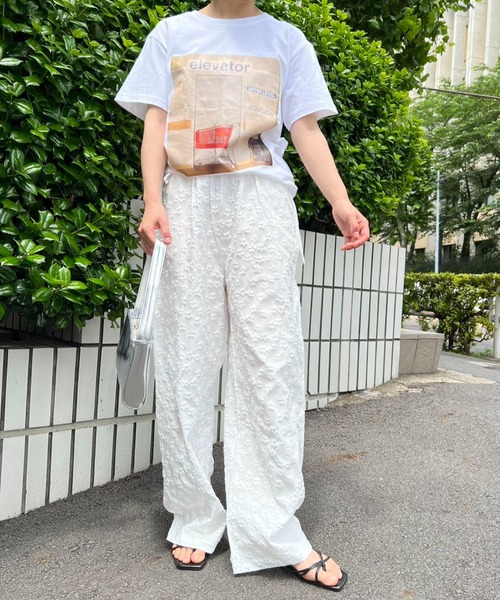 ウエストリボンフラワーワイドパンツ（その他パンツ）｜mebole