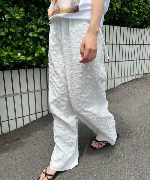 【新品】エストネーション ウエストリボン ワイドパンツ ESTNATION（エストネーション）の「ESTNATION ウエストリボン