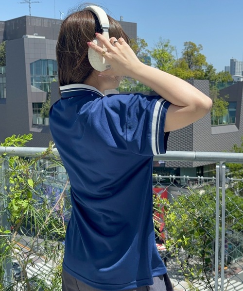 Birthday room（バースデイルーム）の「ユニフォームゲームシャツ/フットボールTシャツ（ポロシャツ・レディース・ネイビー/ホワイト・FREE）」の11枚目の写真