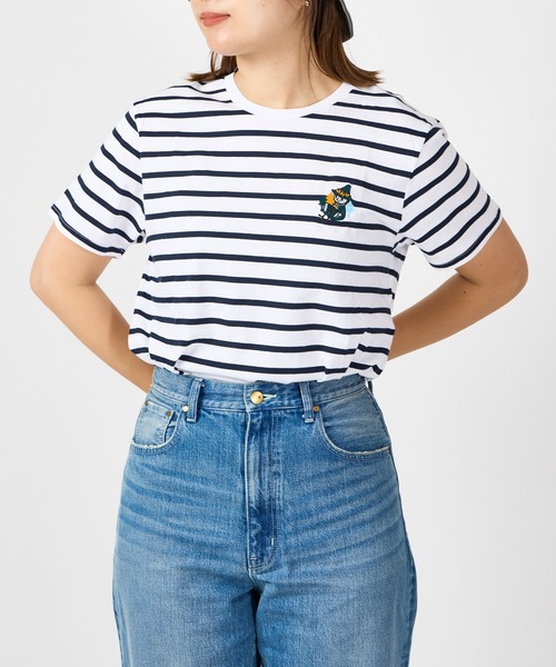 MOOMIN(ムーミン)の「MOOMIN / ムーミン ケサクッカ 刺繍 ボーダー TEE Tシャツ BORDER TEE WNI(Tシャツ/カットソー・レディース・ネイビー/ブラック/グレー・FREE)」の14枚目の写真