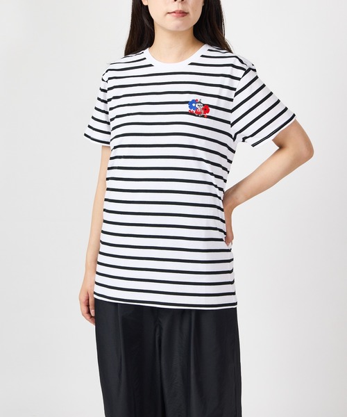 MOOMIN(ムーミン)の「MOOMIN / ムーミン ケサクッカ 刺繍 ボーダー TEE Tシャツ BORDER TEE WNI(Tシャツ/カットソー・レディース・ネイビー/ブラック/グレー・FREE)」の5枚目の写真