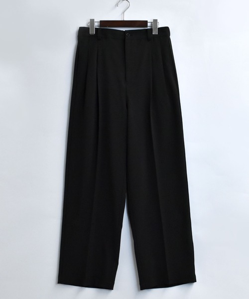 おしゃれスタ（オシャレスタ）の「ツータック ルーズ スラックス【IR】 レディース メンズ（スラックス・メンズ・ブラック/カーキ/チャコールグレー・L/XL/M）」の4枚目の写真