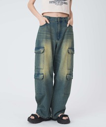 WEGO | WEGO/ヴィンテージウォッシュデニムカーブカーゴパンツ(デニムパンツ)