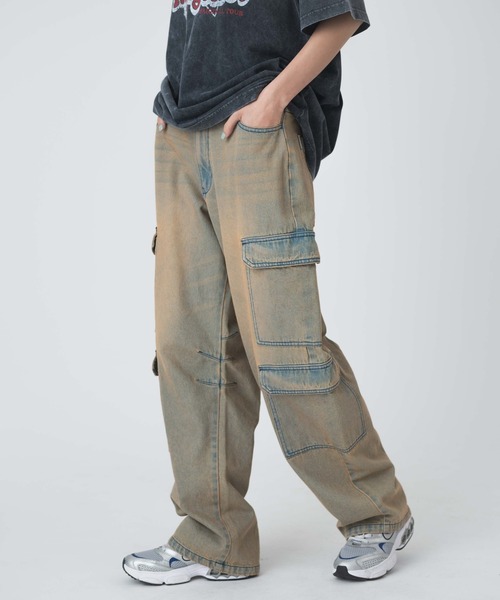 WEGO（ウィゴー）の「WEGO/ヴィンテージウォッシュデニムカーブカーゴパンツ（デニムパンツ・レディース・ブルー系1/ブラック/ライトインディゴブルー・MEDIUM/SMALL）」の12枚目の写真