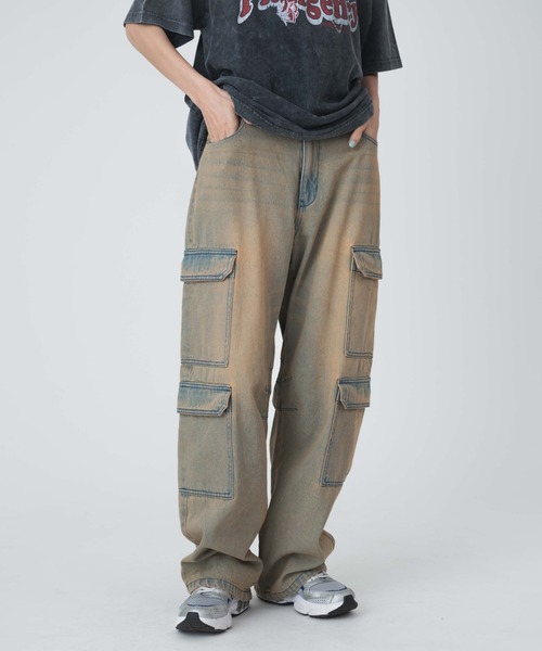 WEGO（ウィゴー）の「WEGO/ヴィンテージウォッシュデニムカーブカーゴパンツ（デニムパンツ・レディース・ブルー系1/ブラック/ライトインディゴブルー・MEDIUM/SMALL）」の13枚目の写真