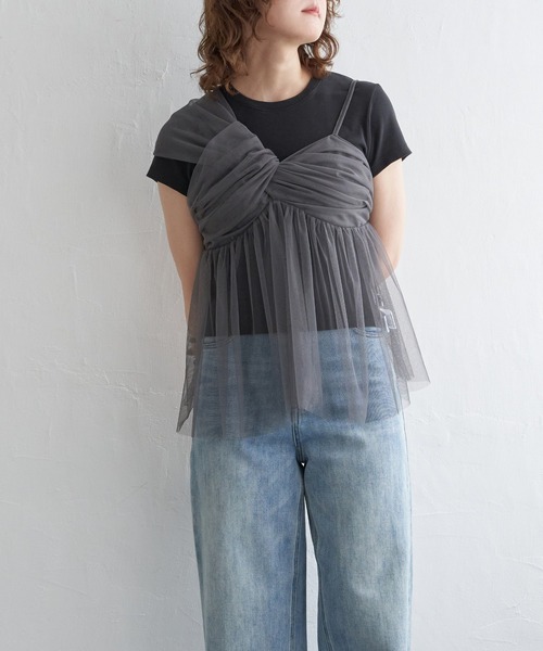 エレンディーク　アシンメトリーチュールキャミ TULLE CAMI SET CS | ELENDEEK/エレンディーク