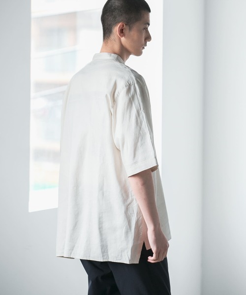URBAN RESEARCH（アーバンリサーチ）の「ヘンプマオカラーシャツ（シャツ/ブラウス・メンズ・アイボリー/ブラック・MEDIUM/LARGE）」の10枚目の写真
