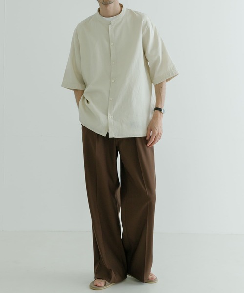 URBAN RESEARCH（アーバンリサーチ）の「ヘンプマオカラーシャツ（シャツ/ブラウス・メンズ・アイボリー/ブラック・MEDIUM/LARGE）」の15枚目の写真