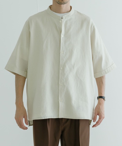 URBAN RESEARCH（アーバンリサーチ）の「ヘンプマオカラーシャツ（シャツ/ブラウス・メンズ・アイボリー/ブラック・MEDIUM/LARGE）」の17枚目の写真