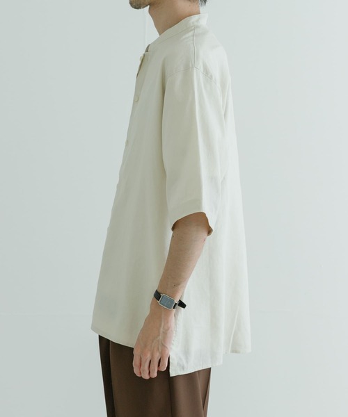 URBAN RESEARCH（アーバンリサーチ）の「ヘンプマオカラーシャツ（シャツ/ブラウス・メンズ・アイボリー/ブラック・MEDIUM/LARGE）」の18枚目の写真