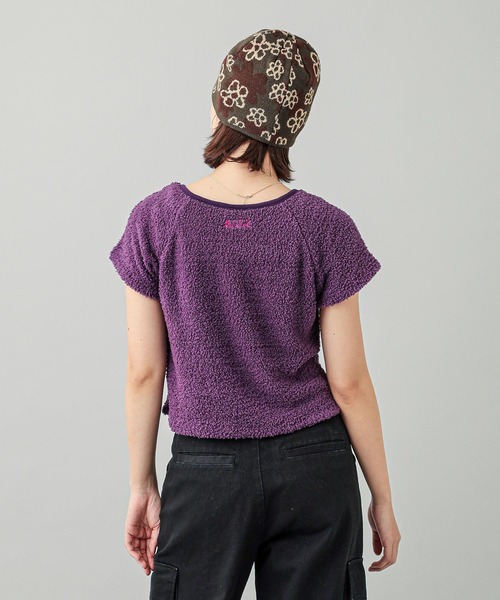 X-girl（エックスガール）の「TELLY CLOTH TEARDROP S/S TOP（Tシャツ/カットソー・レディース・ブラック/オリーブ/パープル・S/M）」の5枚目の写真