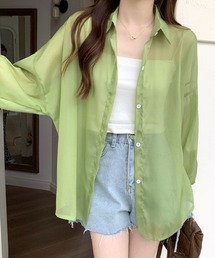 REMUR（レミュール）の「ゆるテロ感がかわいい。冷房対策にも◎ オーバーサイズ シアーシャツ（シャツ/ブラウス）」