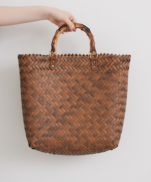 Paradise Picnic（パラダイスピクニック）の「バンブーハンドルかごバッグ（かごバッグ・レディース・ブラック/ブラウン/ベージュ・FREE）」の12枚目の写真