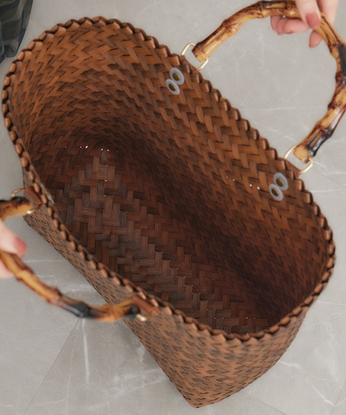Paradise Picnic（パラダイスピクニック）の「バンブーハンドルかごバッグ（かごバッグ・レディース・ブラック/ブラウン/ベージュ・FREE）」の15枚目の写真