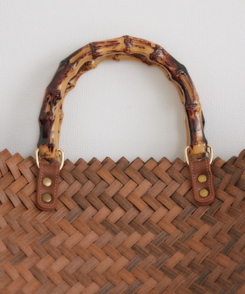 Paradise Picnic（パラダイスピクニック）の「バンブーハンドルかごバッグ（かごバッグ・レディース・ブラック/ブラウン/ベージュ・FREE）」の16枚目の写真