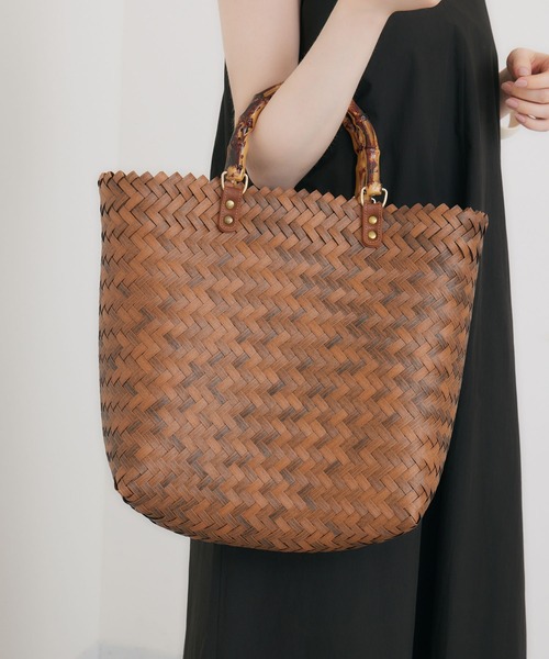 Paradise Picnic（パラダイスピクニック）の「バンブーハンドルかごバッグ（かごバッグ・レディース・ブラック/ブラウン/ベージュ・FREE）」の20枚目の写真