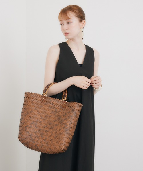 Paradise Picnic（パラダイスピクニック）の「バンブーハンドルかごバッグ（かごバッグ・レディース・ブラック/ブラウン/ベージュ・FREE）」の21枚目の写真