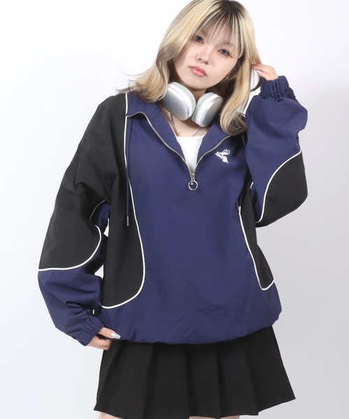 【美品】SPECIAL GUEST パープル アノラックジャケット 韓国Lサイズ ブルゾン ジャンバー ナイロン ハーフジップ / オーバーサイズ