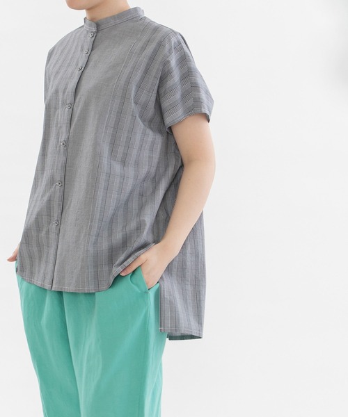 nop de nod(ノップドゥノッド)の「miscスタンドカラーフレンチスリーブシャツ(シャツ/ブラウス・レディース・オフホワイト/スミクロ/ドット・3)」の18枚目の写真