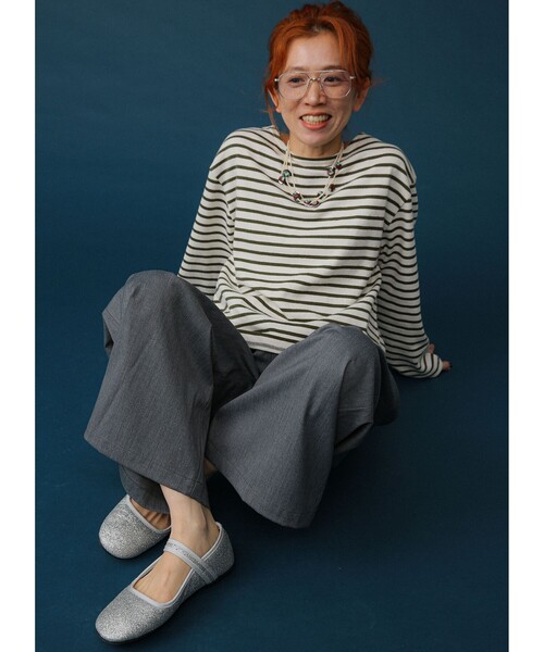 BEAMS BOY(ビームスボーイ)の「エルボーパッチ バスク ロングスリーブ(Tシャツ/カットソー・レディース・ブラック/その他/ホワイト系その他7/その他1・ONE SIZE)」の8枚目の写真