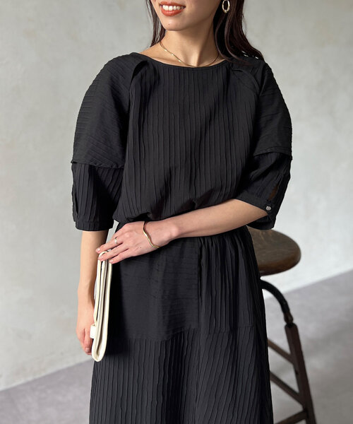 Chez toi(シェトワ)の「SET/前後2WAY綾織ランタンスリーブブラウス(シャツ/ブラウス・レディース・オレンジ/ブラック/オフホワイト・FREE)」の15枚目の写真