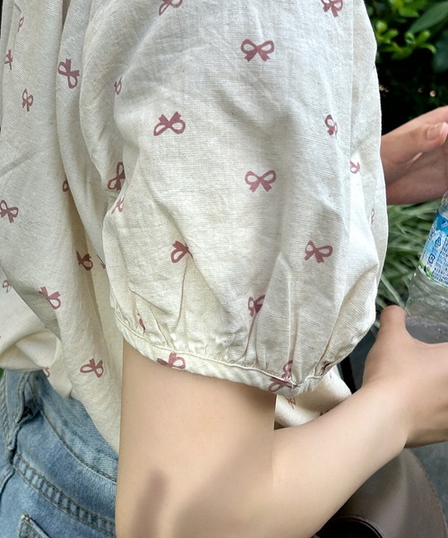 Cham.（チャム）の「2wayリボン柄ブラウス（シャツ/ブラウス・レディース・ブルー/ブラック/ピンク/ブラウン・F）」の10枚目の写真