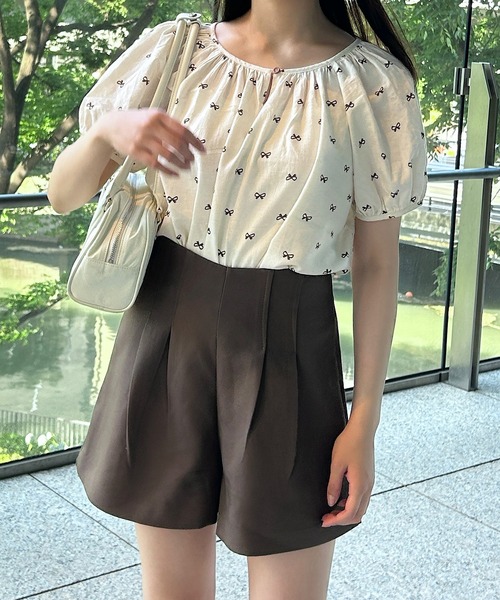 Cham.（チャム）の「2wayリボン柄ブラウス（シャツ/ブラウス・レディース・ブルー/ブラック/ピンク/ブラウン・F）」の6枚目の写真