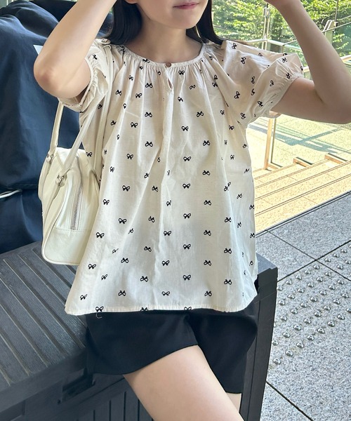 Cham.（チャム）の「2wayリボン柄ブラウス（シャツ/ブラウス・レディース・ブルー/ブラック/ピンク/ブラウン・F）」の18枚目の写真