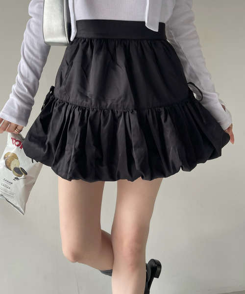 Ada.(エイダ)の「インパン裏地付き リボン デザイン バルーン ミニスカート(スカート・レディース・ホワイト/ブラック/チャコール・M/L)」の14枚目の写真