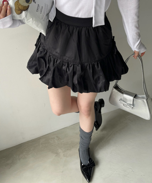 Ada.(エイダ)の「インパン裏地付き リボン デザイン バルーン ミニスカート(スカート・レディース・ホワイト/ブラック/チャコール・M/L)」の15枚目の写真