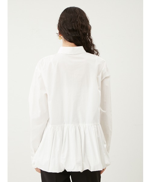 Mila Owen（ミラオーウェン）の「シャツ衿バルーンヘムチュニック（シャツ/ブラウス・レディース・チャコールグレー/ブルー/ベージュ/ホワイト・0/1）」の11枚目の写真