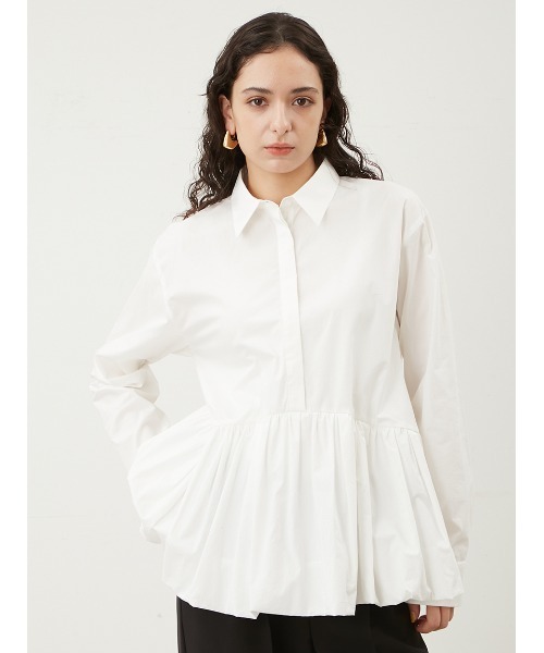【セール】シャツ衿バルーンヘムチュニック（シャツ/ブラウス）｜Mila Owen（ミラオーウェン）