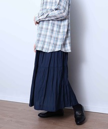 【LL~6L 大きいサイズ】【WEB・一部店舗限定】ビンテージサテンティアードスカート