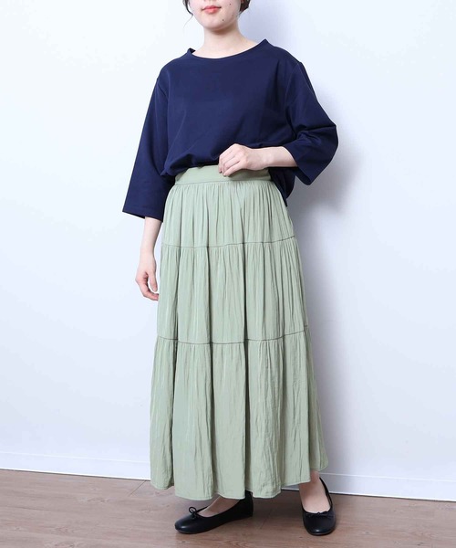 MB mint breeze(エムビーミントブリーズ)の「【LL~6L 大きいサイズ】【WEB・一部店舗限定】ビンテージサテンティアードスカート(スカート・レディース・チャコールグレー/カーキ/ネイビー/グリーン/ブルー・LL/3L/4L/5L/6L)」の17枚目の写真