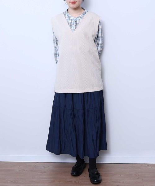 MB mint breeze(エムビーミントブリーズ)の「【LL~6L 大きいサイズ】【WEB・一部店舗限定】ビンテージサテンティアードスカート(スカート・レディース・チャコールグレー/カーキ/ネイビー/グリーン/ブルー・LL/3L/4L/5L/6L)」の13枚目の写真