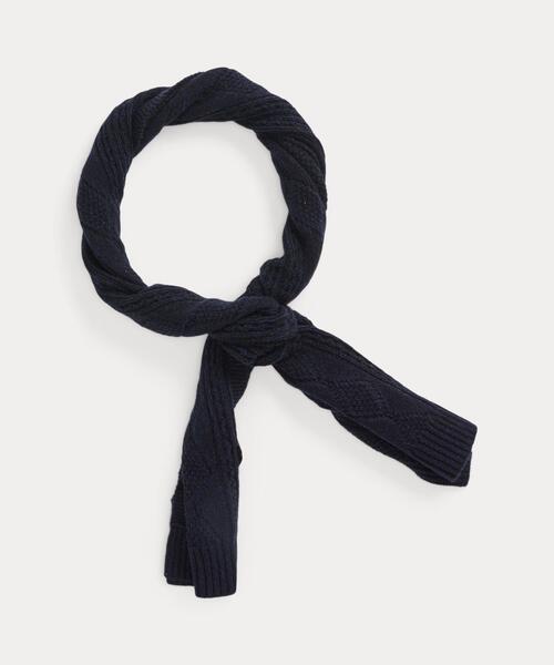 RRL（ダブル アール エル）の「（限定コレクション）アランニット ウールカシミヤ マフラー（マフラー・メンズ・ブラック系1・ONE）」の2枚目の写真