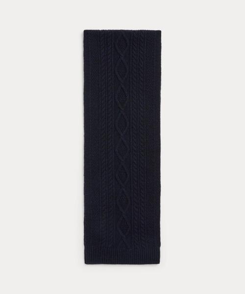 RRL（ダブル アール エル）の「（限定コレクション）アランニット ウールカシミヤ マフラー（マフラー・メンズ・ブラック系1・ONE）」の3枚目の写真