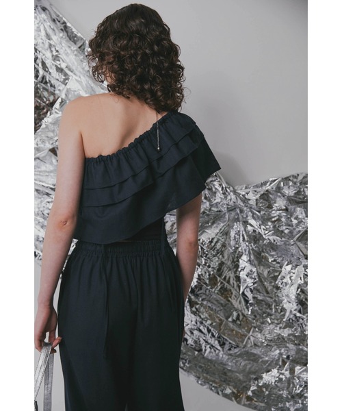 Solace（ソレイス）の「2WAYフリルキャミ＆ワイドパンツセットアップ（サロペット/オーバーオール・レディース・ホワイト/ネイビー・FREE）」の18枚目の写真