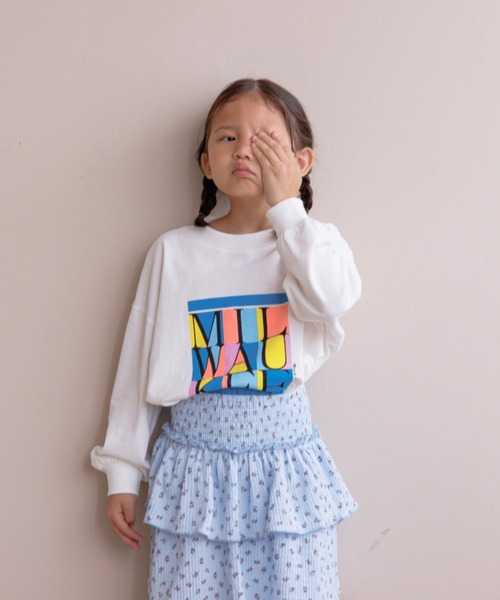 LOWRYS FARM（ローリーズファーム）の「プリントＢＩＧTシャツロングスリーブ　 142528（Tシャツ/カットソー・キッズ・ホワイト/パープル/チャコールグレー/グレー・110cm/120cm/130cm/140cm/150cm）」の2枚目の写真