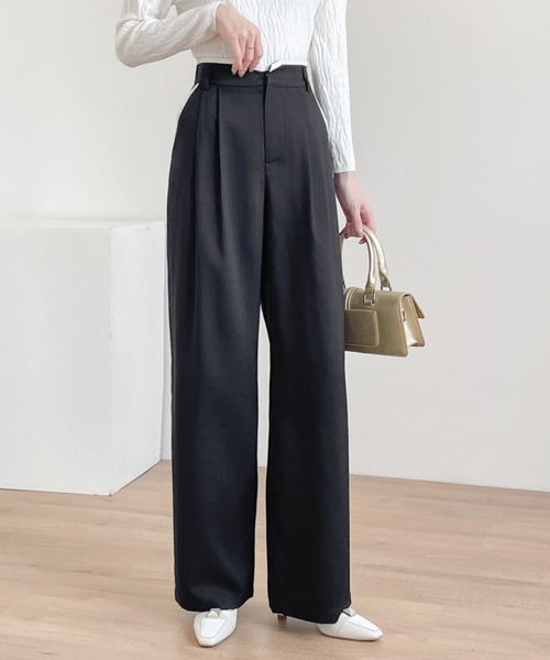 ABITOKYO（アビトーキョー）の「ダブルタック配色パイピングセミワイドパンツ（スラックス・レディース・ブラック/チャコールグレー/ベージュ・S/M/L/XL）」の22枚目の写真