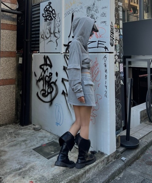 BLONDEY(ブロンディ)の「【インナー付き】ピグメントスウェットカーゴミニスカート(スカート・レディース・ピンク/グレー/チャコールグレー・SMALL/MEDIUM)」の7枚目の写真