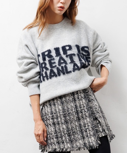 セール】フェザーニットロゴビッグプルオーバー（ニット/セーター