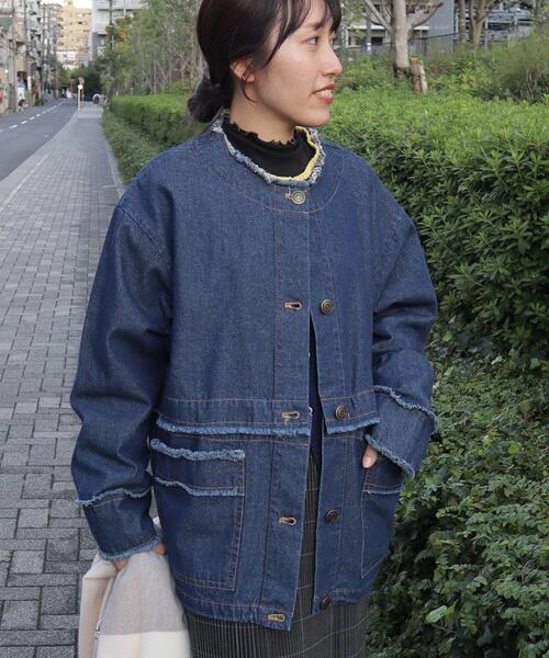 CRAFT STANDARD BOUTIQUE（クラフトスタンダードブティック）の「デニム2WAYブルゾン（デニムジャケット・レディース・ブラック/ナチュラル/インディゴブルー・FREE）」の7枚目の写真