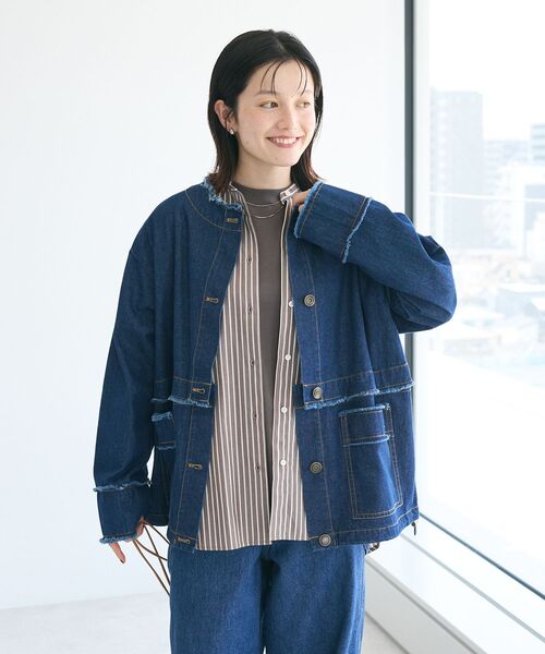 CRAFT STANDARD BOUTIQUE（クラフトスタンダードブティック）の「デニム2WAYブルゾン（デニムジャケット・レディース・ブラック/ナチュラル/インディゴブルー・FREE）」の5枚目の写真