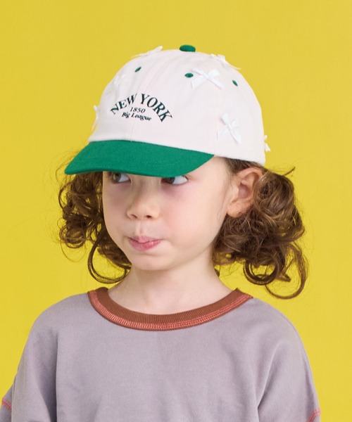 GRIN BUDDY(グリンバディ)の「【GRIN BUDDY】別注 NY Ribbon Cap(キャップ・キッズ・グリーン/ブラック・52/54)」の2枚目の写真