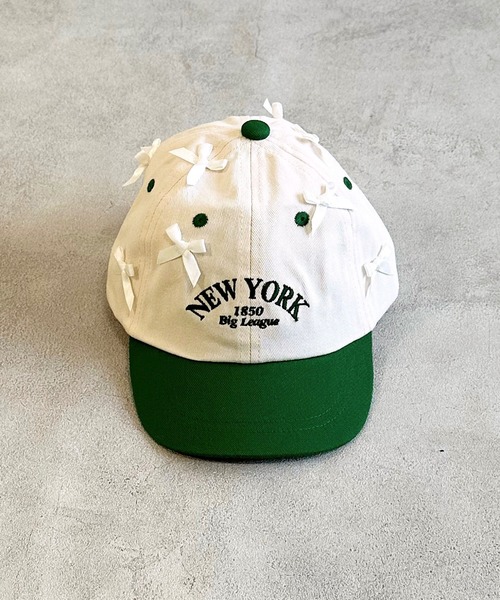 GRIN BUDDY(グリンバディ)の「【GRIN BUDDY】別注 NY Ribbon Cap(キャップ・キッズ・グリーン/ブラック・52/54)」の5枚目の写真