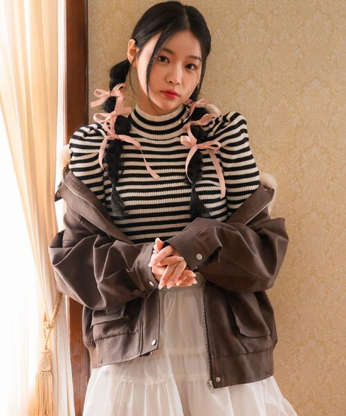 ems excite（エムズエキサイト）の「パワショルハイネックNTPO（ニット/セーター・レディース・チャコールグレー/ピンク系その他3/ブラック系その他3/ナチュラル・FREE）」の12枚目の写真