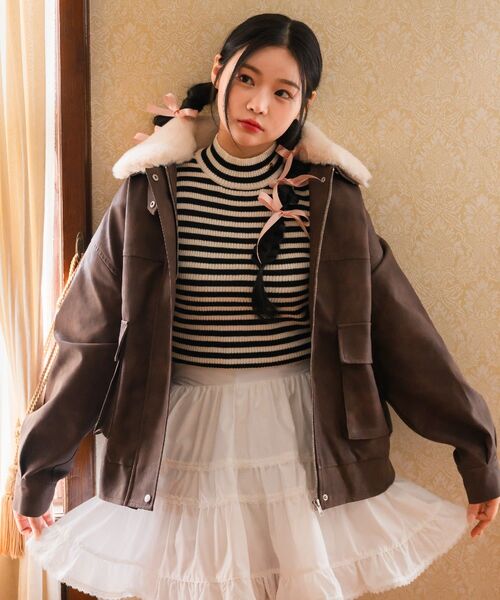 ems excite（エムズエキサイト）の「パワショルハイネックNTPO（ニット/セーター・レディース・チャコールグレー/ピンク系その他3/ブラック系その他3/ナチュラル・FREE）」の13枚目の写真